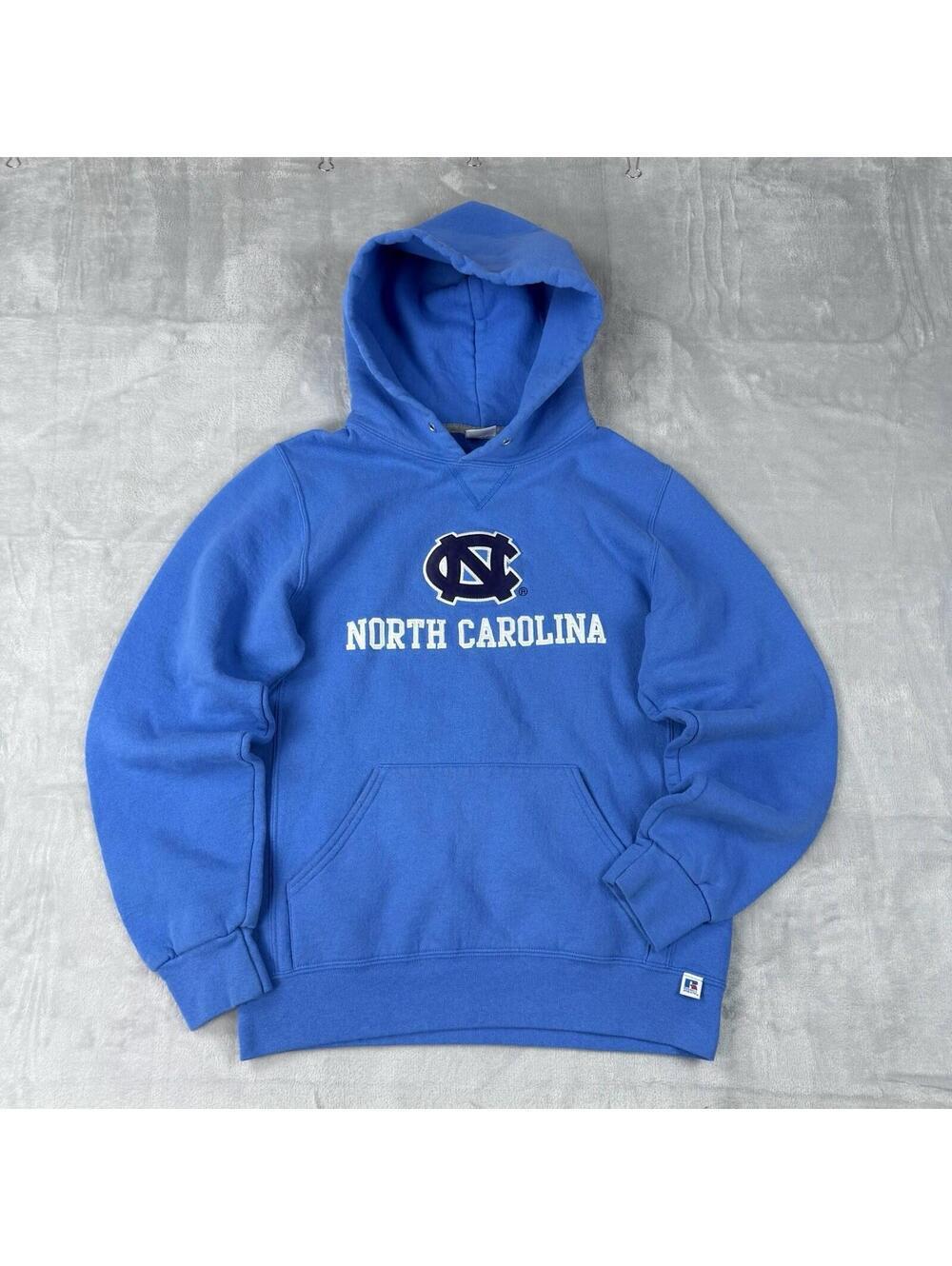 Y2K North Carolina Tar Heels Hoodie Blue Russell Athletic Logo Size S Fleece VTG - Picture 9 of 9